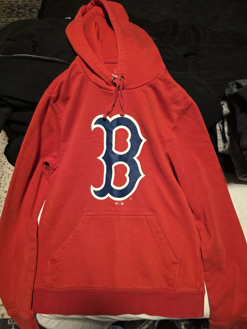 Fanatics Red Crewneck Hoodie with Navy and White 'B' Logo